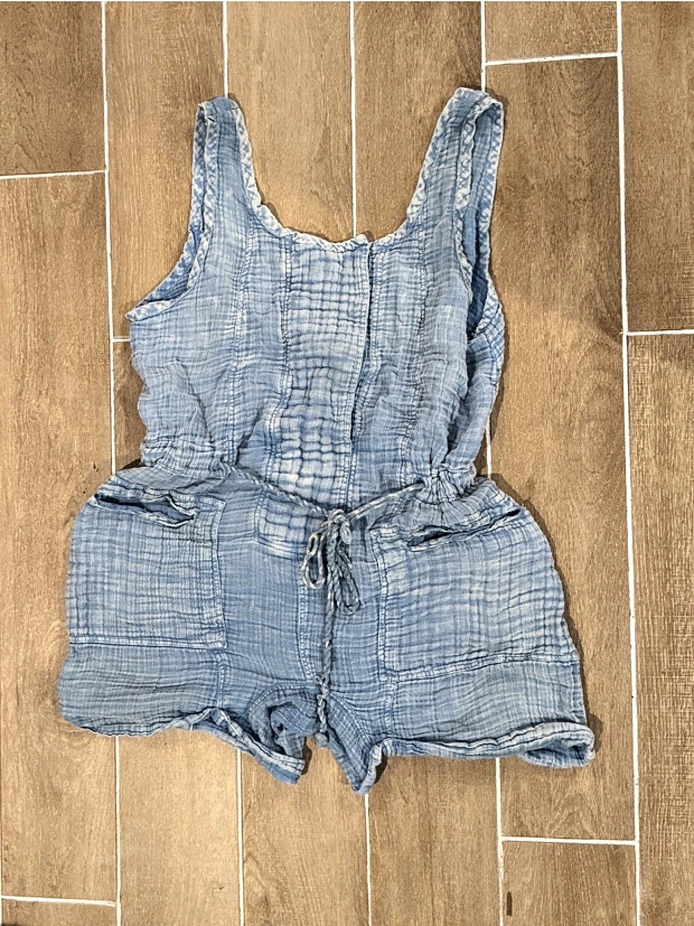 Free People Blue Checkered Romper